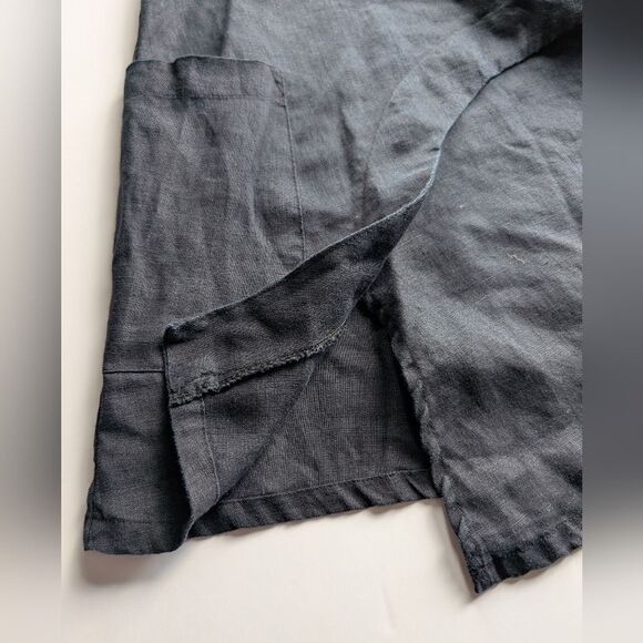 Chalet Et Ceci Black 💯 Linen Top W Pocket Large - Picture 8 of 9